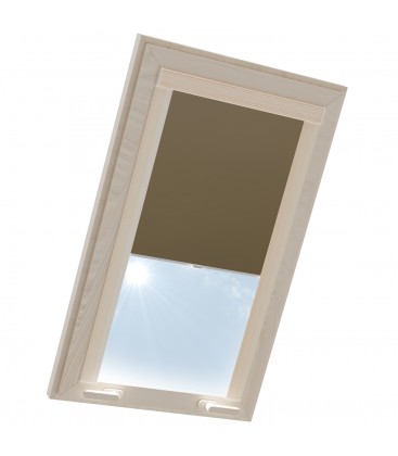 Roleta termoizolační na střešní okno VELUX v hliníkové kazetě Hnědá