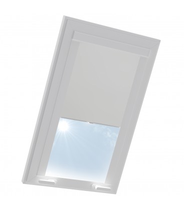 Roleta termoizolační na střešní okno FAKRO v hliníkové kazetě Světle šedá