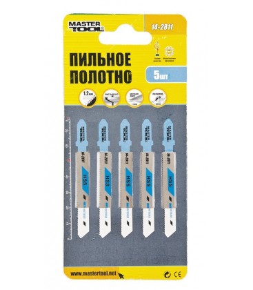 Plátky do přímočaré pily HCS MASTERTOOL T118A pro kov čisté rovné střih 21TPI/77 mm 5 ks 14-2811