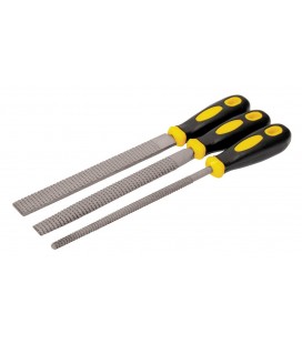 Rašple na dřevo MASTERTOOL 200 mm, 3 ks plochý/kulatý/půlkruhový dvousložková rukojeť 06-0330