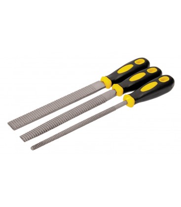 Rašple na dřevo MASTERTOOL 200 mm, 3 ks plochý/kulatý/půlkruhový dvousložková rukojeť 06-0330