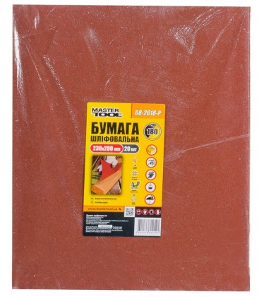 Papír brusný papír voděodolný MASTERTOOL 230*280 mm P180 20 ks 08-2618-Р