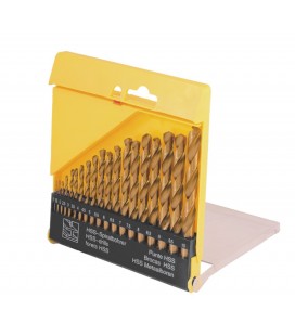 Sada vrtáků MASTERTOOL do kovu 19 ks HSS TiN 1 - 10mm plastic box TiN 11-0219