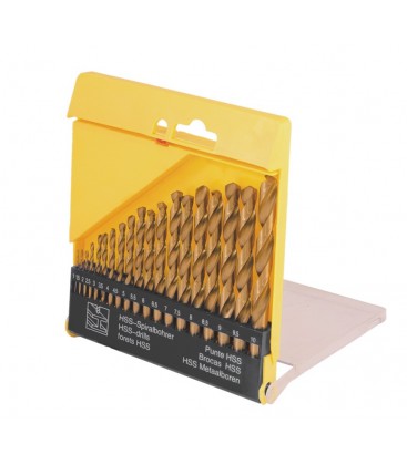 Sada vrtáků MASTERTOOL do kovu 19 ks HSS TiN 1 - 10mm plastic box TiN 11-0219