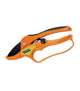 Nůžky zahradní MASTERTOOL ráčnové kovadlinkové 200 mm, kované hliníkové madla pokryté TPR, čepele teflon Mn65 14-6112