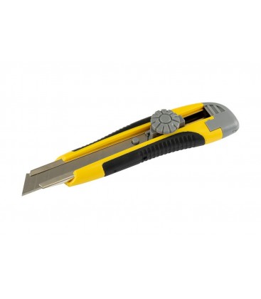 Nůž s odlamovací čepelí MASTERTOOL 18 mm, kovová vodítka, šroubovací svorka, TPR povlak, 3 čepele 17-0118
