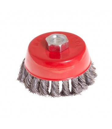 Kartáč kotoučový MASTERTOOL drátěný čelní - pletený drát Ø 85 mm М14 19-7008