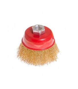 Kartáč kotoučový MASTERTOOL drátěný čelní - rýhovaný mosazný drát Ø 65 mm М14 19-7106