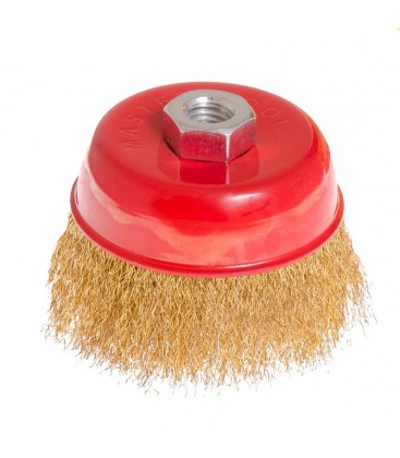 Kartáč MASTERTOOL drátěný čelní - rýhovaný mosazný drát Ø 100 mm М14 19-7110