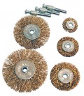 Sada drátěných mosazných kartáčů bočních na vrtačku 1/4" MASTERTOOL Ø20/40/50/63/75 mm 5 ks 19-9500