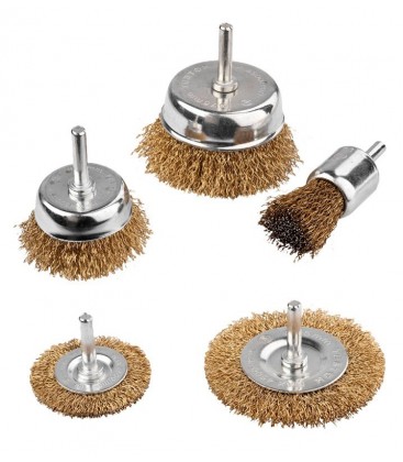 Sada drátěných mosazných kartáčů na vrtačku 1/4" MASTERTOOL Ø25/50/75// 50/75 mm, 5ks 19-9501