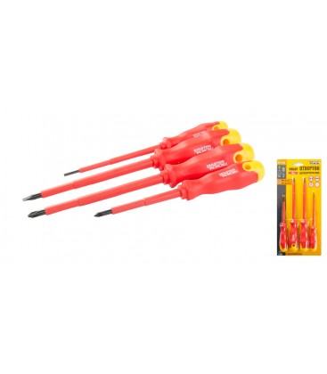 Šroubováky izolované MASTERTOOL 1000V sada 4 ks PH1*80/PH2*125/SL3*100/SL5.5*125 40-1500