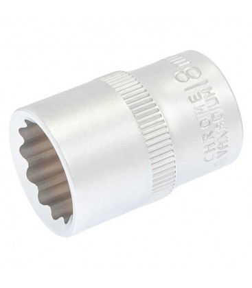 Hlavice nástrčná 12hranná MASTERTOOL 1/2" 18mm L 40mm CRV 78-0618