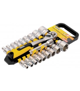 Sada hlavic nástrčných MASTERTOOL PROFI 1/2" 8-32 mm CrV ráčna 72Т, nástavec 20 ks 78-1220