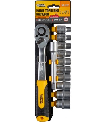 Sada hlavic nástrčných MASTERTOOL 1/2" 8-19 mm CRV ráčna 72Т 12 ks 8-19 mm CRV ráčna 72Т 12 ks 78-1312