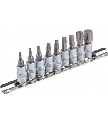 Sada bitů MASTERTOOL 1/4" TORX T10-T60, 9dílná (T10/15/20/27/30/40/45/50/60) 78-1400