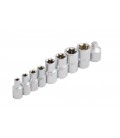 Sada hlavic nástrčných MASTERTOOL E-TORX 1/4" E5-E8 3/8" E10-E16 9 ks (1/4"-5/6/7/8 3/8"-10/12/14/16) 78-1409