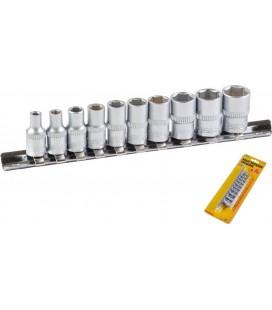 Sada hlavic nástrčných MASTERTOOL 1/4" 4-13 mm L 25 mm CRV, 10 ks (4/5/6/7/8/9/10/11/12/13 mm) 78-1410