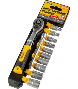 Sada hlavic nástrčných MASTERTOOL PROFI 1/4" 4-13 mm CrV ráčna 72Т, nástavec 12 ks 78-1412