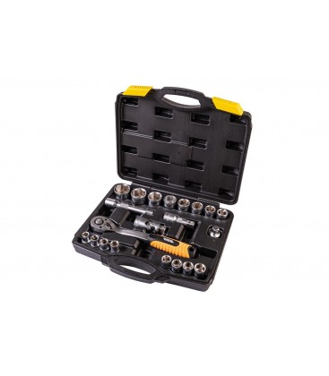 Sada hlavic nástrčných MASTERTOOL PROFI 1/2" 10-32 mm CRV ráčna 72Т 21 ks 78-4021-PF