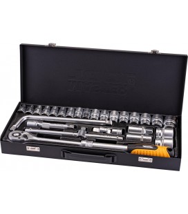 Sada hlavic nástrčných MASTERTOOL PROFI 1/2" 8-32 mm CRV teleskopická ráčna 72Т 26 ks 78-4126