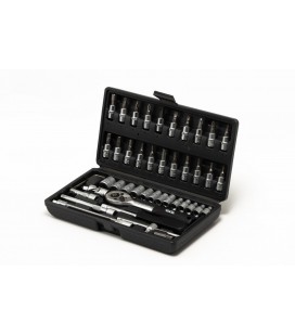 Sada nástrčných hlavic MASTERTOOL 1/4" 4-14 mm CrV ráčna 24Т 46 ks 78-6046