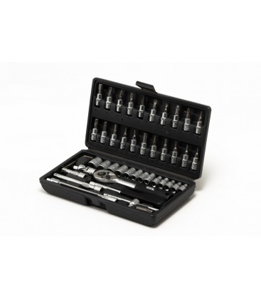 Sada nástrčných hlavic MASTERTOOL 1/4" 4-14 mm CrV ráčna 24Т 46 ks 78-6046