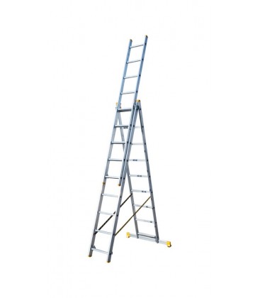 Žebřík hliníkový MASTERTOOL teleskopický 3*9 stupňů h 6200 mm max. 150kg 79-1309