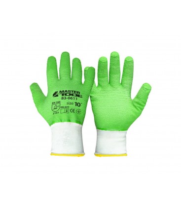 Rukavice pracovní MASTERTOOL pletené bezešvé s žebrovaným latexovým povlakem zelené 10" 83-0611