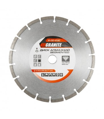 Kotouč diamantový GRANITE SEGMENTED 230*2, 6 mm 22-24% 6600 ot./min 9-00-230