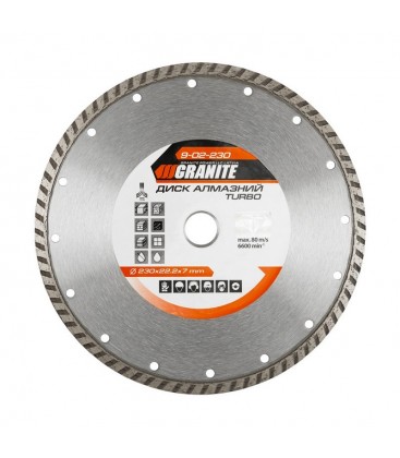 Kotouč diamantový GRANITE TURBO 230*2, 8 mm 22-24% 6600 ot./min 9-02-230