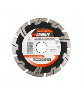 Kotouč diamantový GRANITE TURBO REINFORCED 125*2, 2 mm 22-24% 12200 ot./min ot./min 9-03-125
