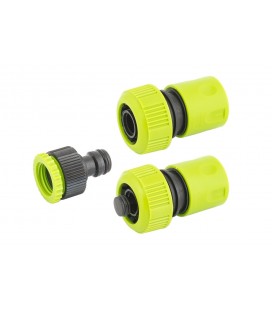 Sada trysek na zavlažování MASTERTOOL 3 ks (adaptér 1/2"-3/4" - samice, koncovka 3/4", koncovka 3/4" STOP - samice) 92-9338