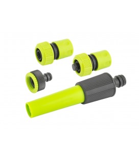Souprava zavlažovací MASTERTOOL 4 ks (radiční tryska regulovatelná, adaptér 1/2"-3/4" - samice, koncovka 3/4", koncovka 3/4" STO