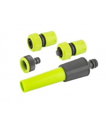 Souprava zavlažovací MASTERTOOL 4 ks (radiční tryska regulovatelná, adaptér 1/2"-3/4" - samice, koncovka 3/4", koncovka 3/4" STO