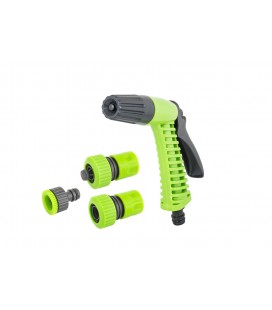Zavlažovací souprava MASTERTOOL 4 ks (pistole regulovatelná, adaptér 1/2"-3/4" - samice, koncovka 3/4", koncovka 3/4" STOP - sam