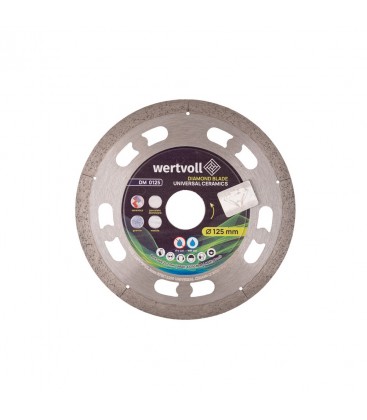Kotouč diamantový WERTVOLL UNIVERSAL CERAMICS pro keramiku 125*1 mm 0, 24 výška segmentu 8 mm adaptér 22, 2 - 20 mm 12250 ot./mi
