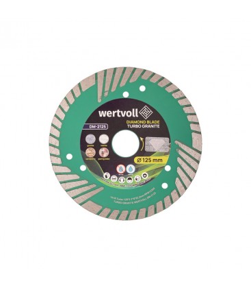 Kotouč diamantový WERTVOLL TURBO 125*2, 4 mm 0, 24 výška segmentu 8 mm adaptér 22, 2-20 mm 12250 ot./min DM-2125