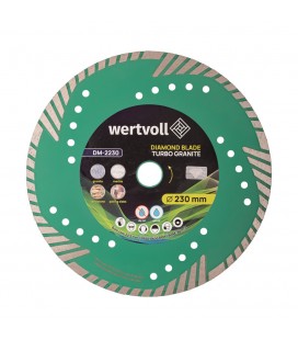 Kotouč diamantový WERTVOLL TURBO 230*3 мм 0, 24 výška segmentu 8 mm adaptér 22, 2-20 mm 6650 ot./min DM-2230