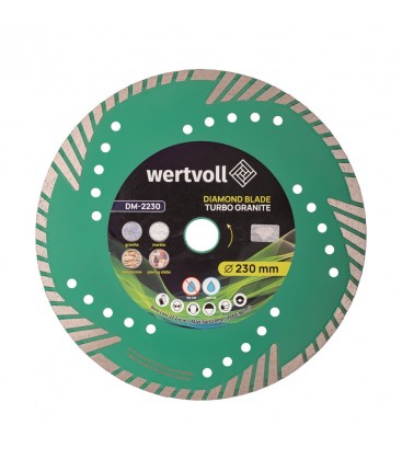 Kotouč diamantový WERTVOLL TURBO 230*3 мм 0, 24 výška segmentu 8 mm adaptér 22, 2-20 mm 6650 ot./min DM-2230