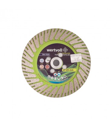 Kotouč diamantový WERTVOLL TURBO CUT&POLISH 125*28 mm 0, 24 výška segmentu 8/24 mm Ø22, 2 М14 12250 ot./min DM-3125