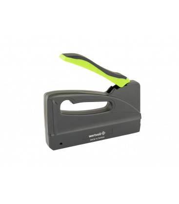 Pistole sponkovací 4-v-1 WERTVOLL spony R53 4-14 mm/R13 6-14 mm/R140 6-14 mm, hřebíky 15 mm, opláštěná rukojeť TPR FX-1106