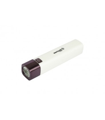 Baterka nabíjecí WERTVOLL 3 funkce, 1W LED 80 Lumt/7000K, 60 m, power bank, USB, Li-ion1200 mAh, ABS WHITE WHITE RX-8001
